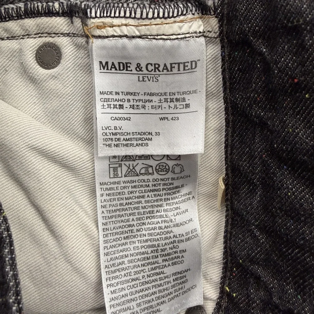 Levis Made & Crafted Shuttle Jeans Mens 30x30 Black Denim Rainbow Neppy Blue Tab